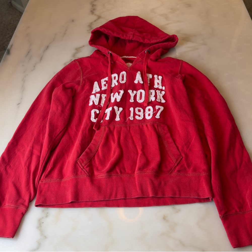 Aeropostale Red Pullover Hoodie with White Tag Detail